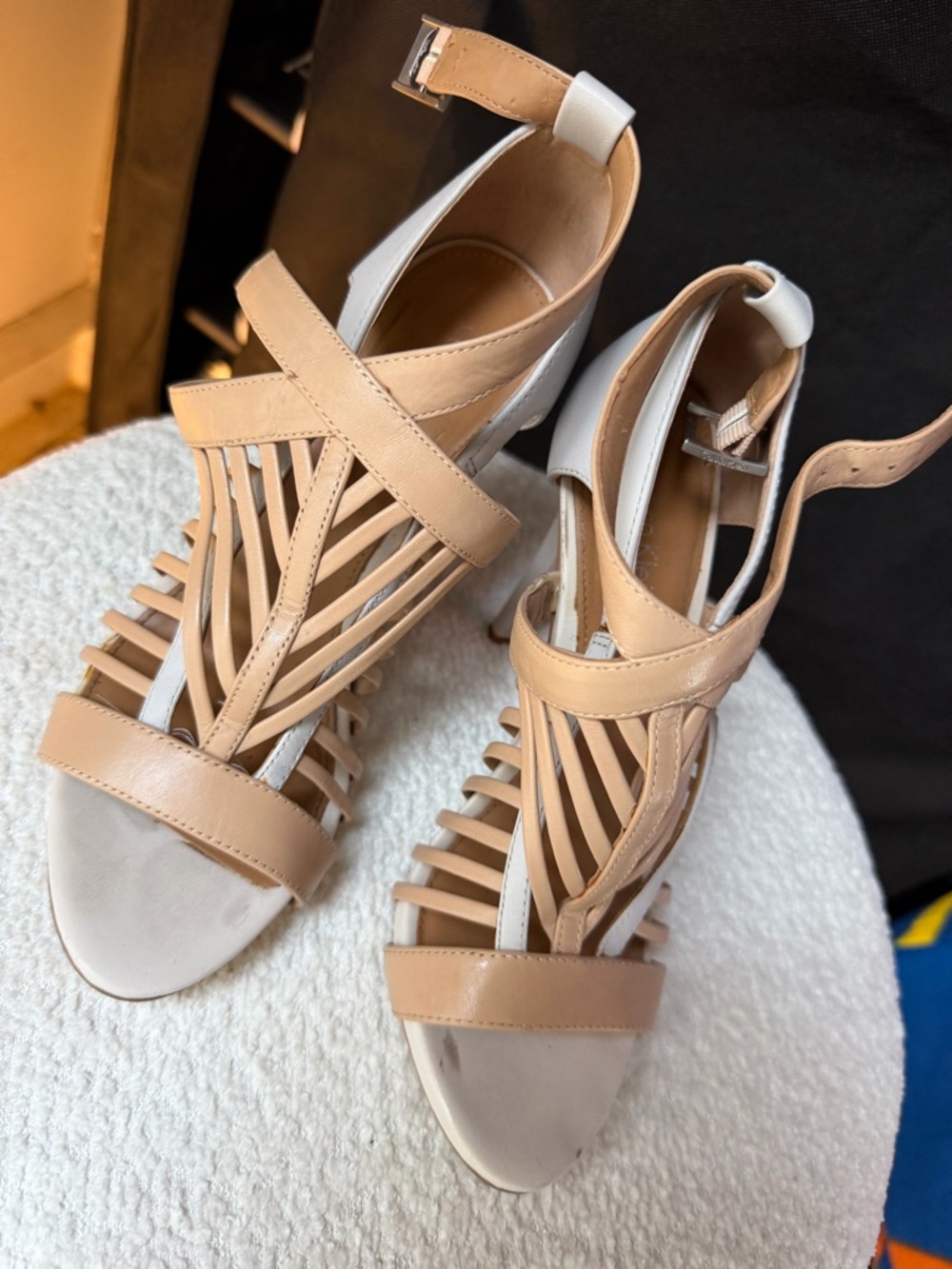 Calvin Klein Nude Tan Strappy Heeled Sandals